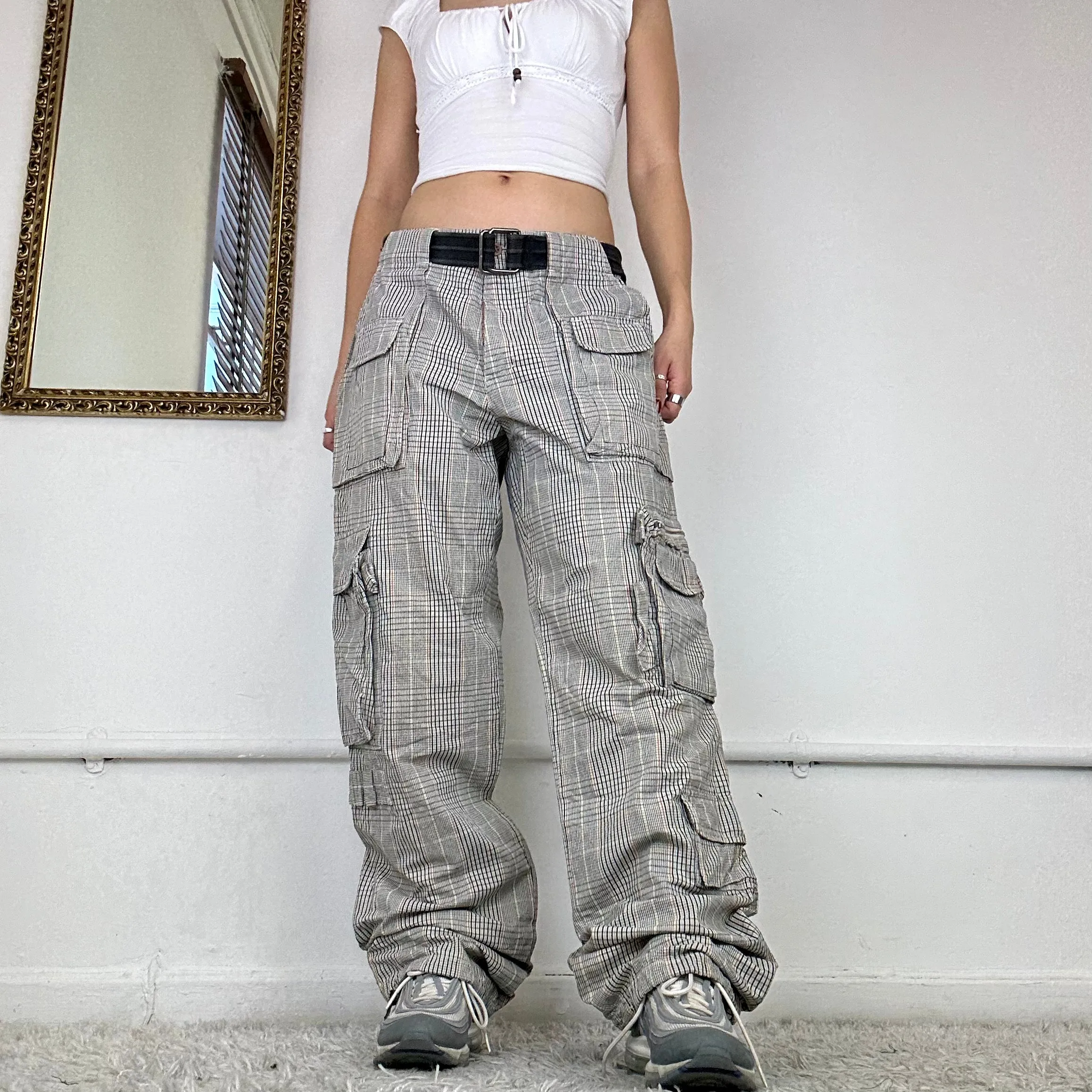 00's checkered cargo trousers