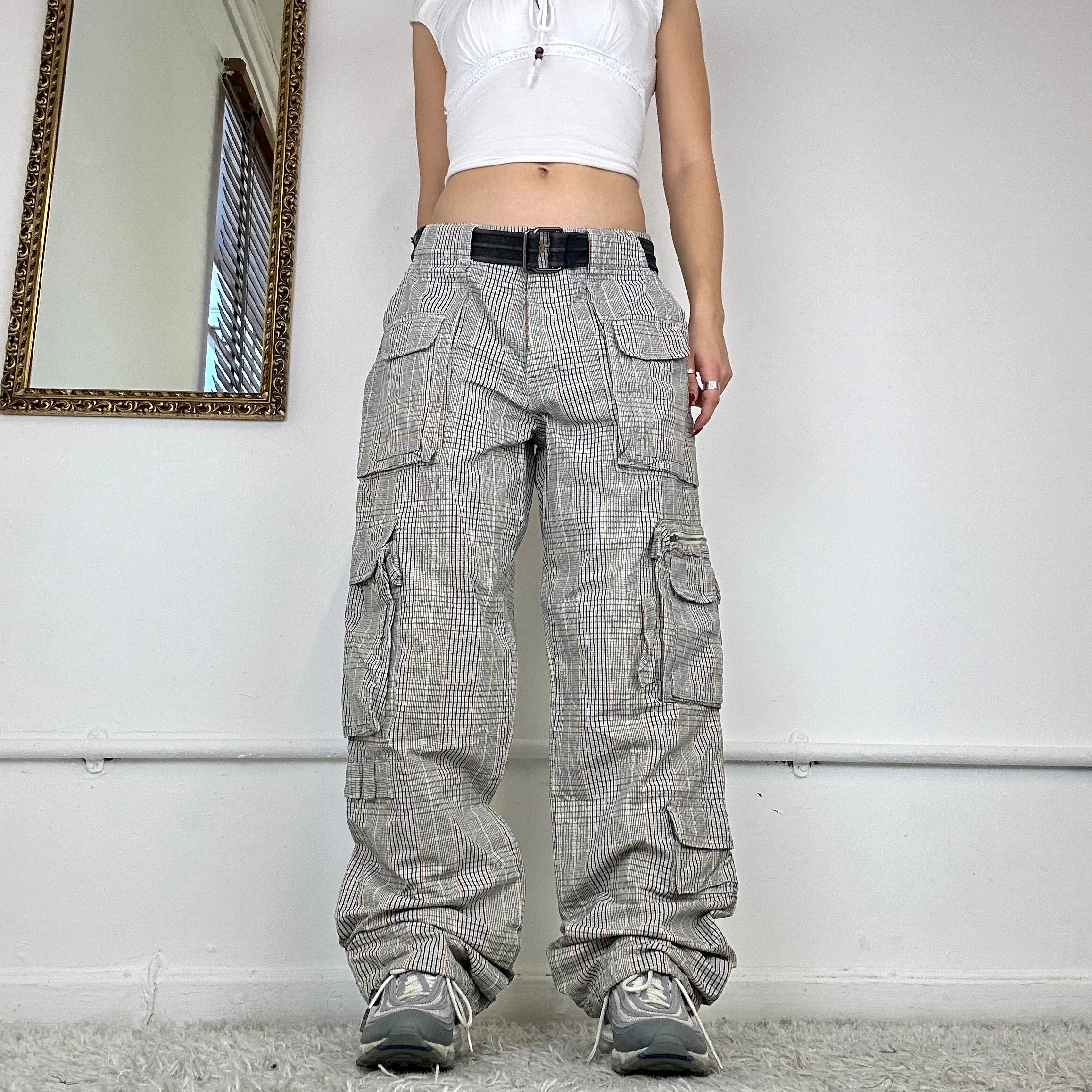 00's checkered cargo trousers