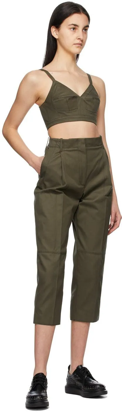 Alexander McQueen Khaki Cotton Gabardine Culotte Trousers