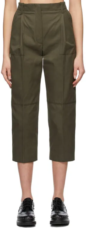 Alexander McQueen Khaki Cotton Gabardine Culotte Trousers