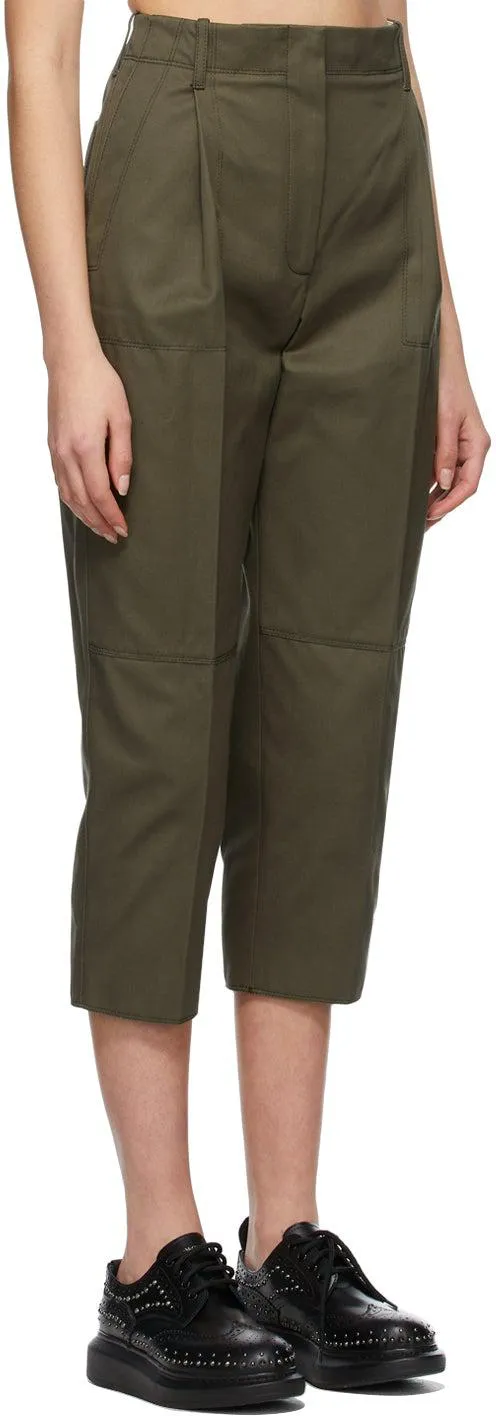 Alexander McQueen Khaki Cotton Gabardine Culotte Trousers