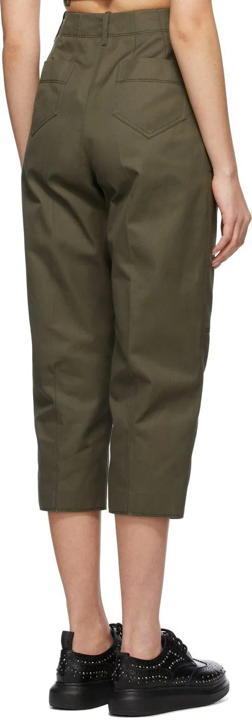Alexander McQueen Khaki Cotton Gabardine Culotte Trousers