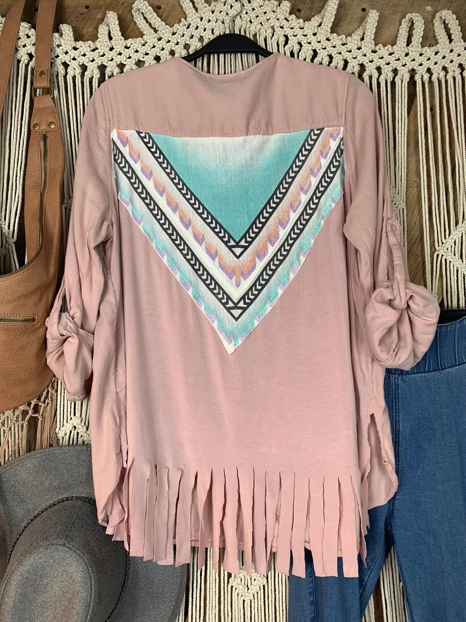 Aztec Blush Button Up - Plus