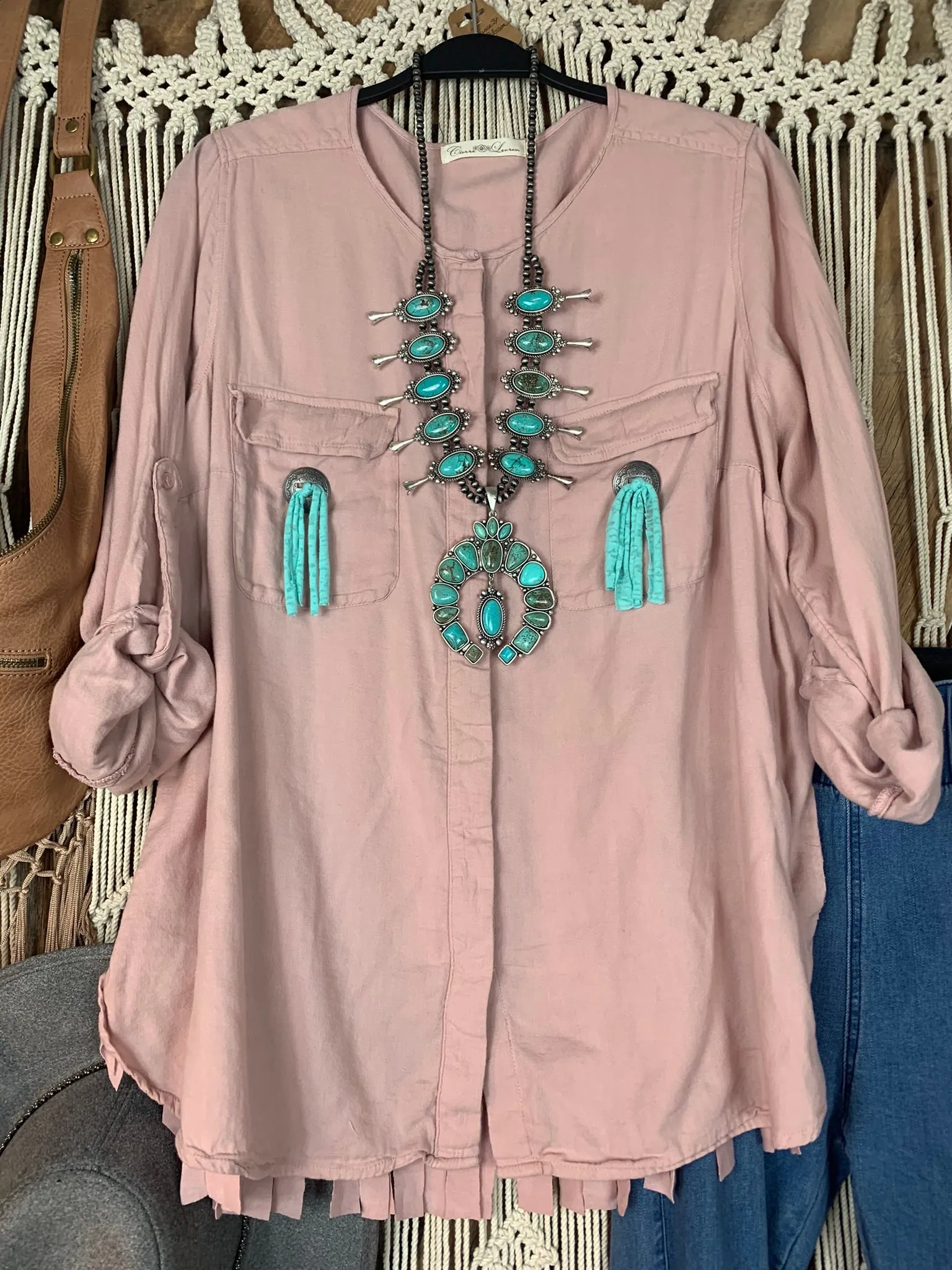 Aztec Blush Button Up - Plus
