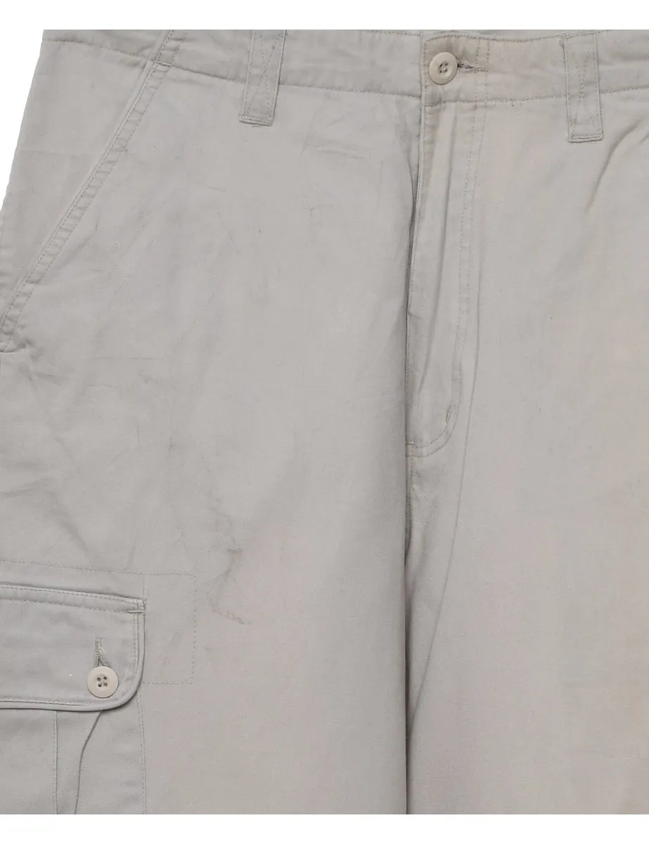 Beige Cropped Y2K Style Cargo Trousers - W32 L28