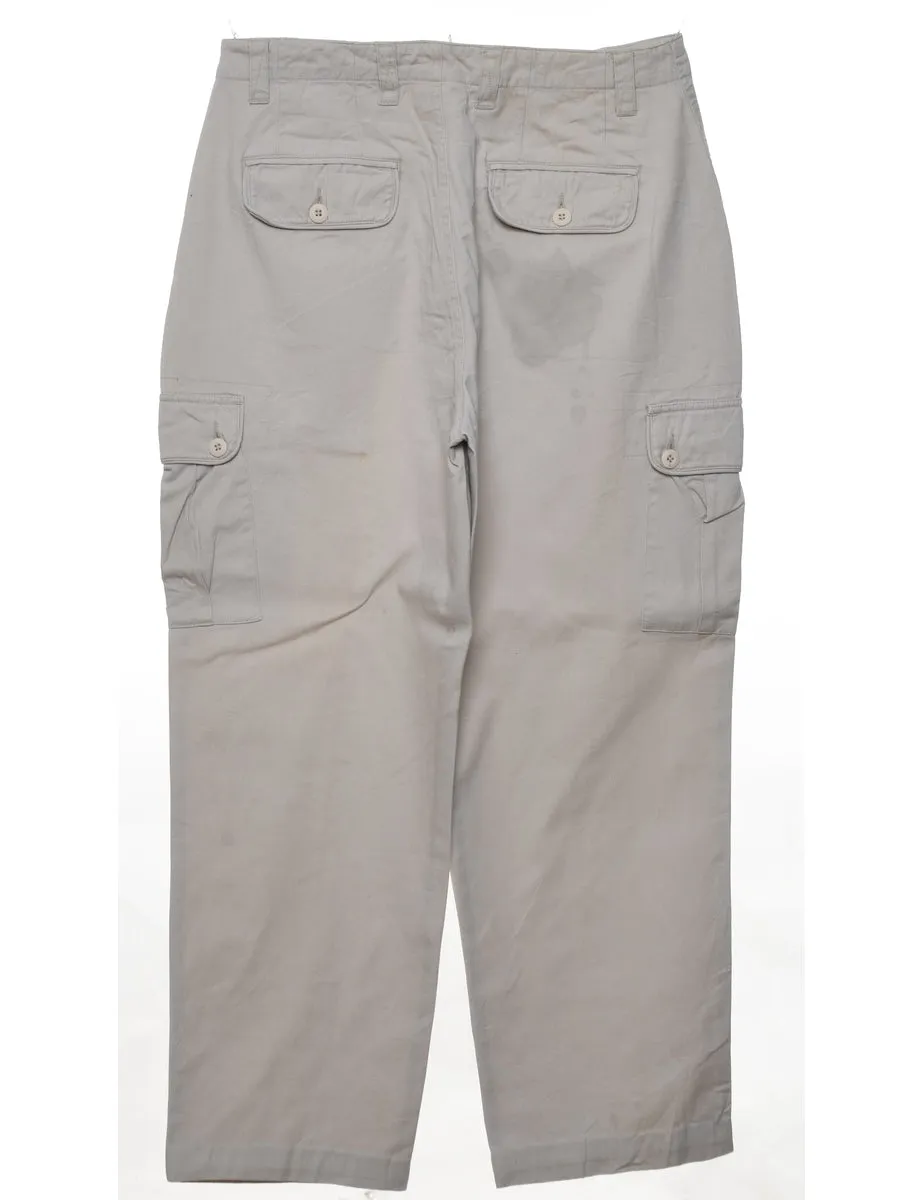 Beige Cropped Y2K Style Cargo Trousers - W32 L28