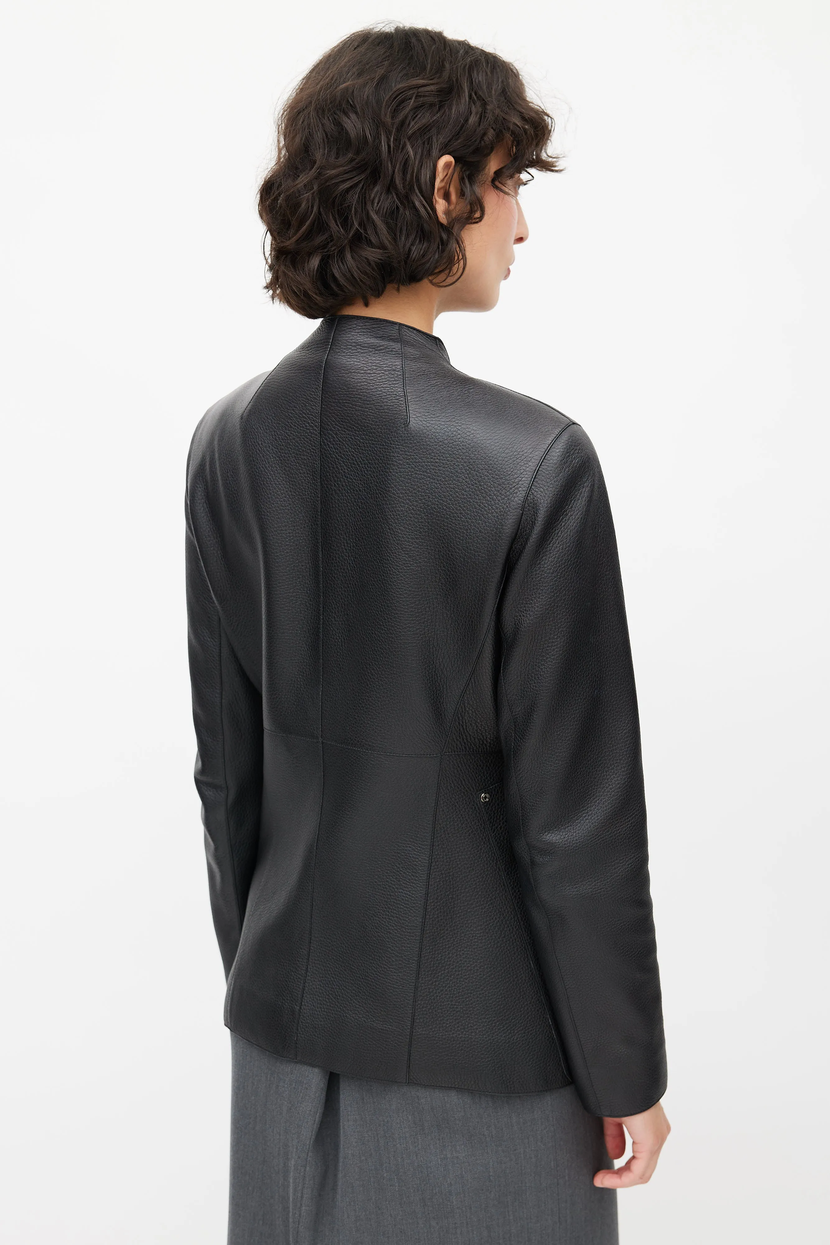 Black Leather Button Up Jacket