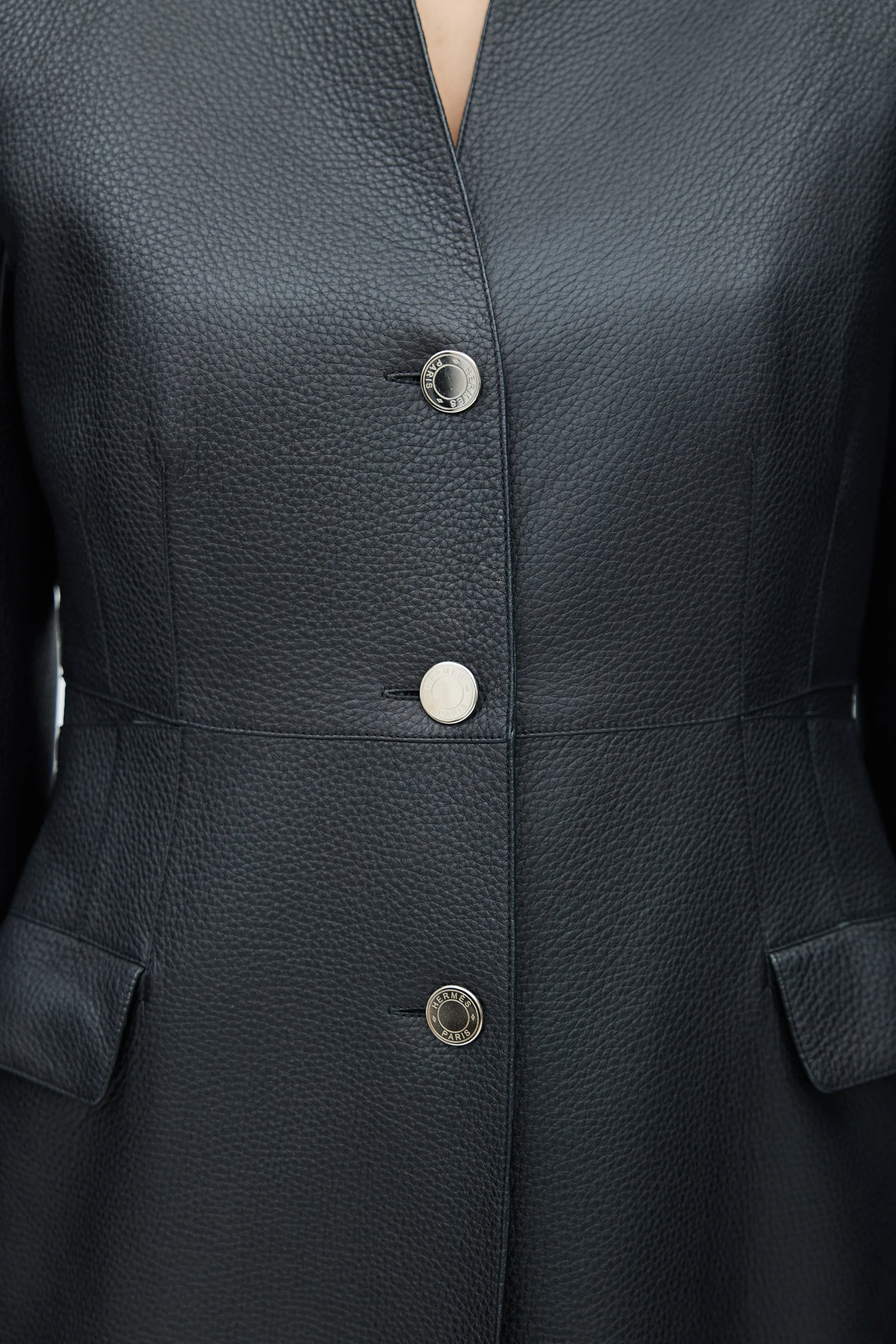 Black Leather Button Up Jacket