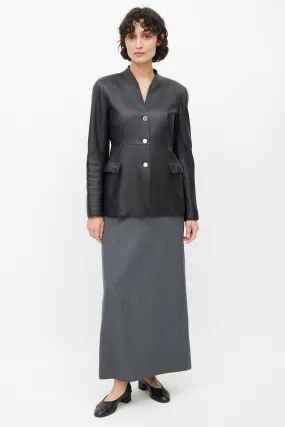 Black Leather Button Up Jacket
