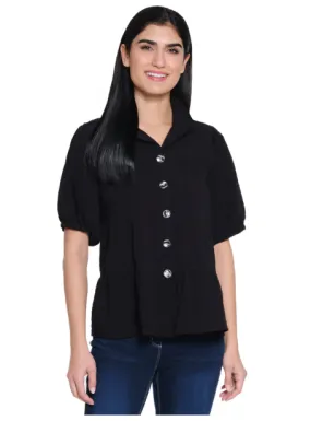 Black Tiered Button Up Shirt
