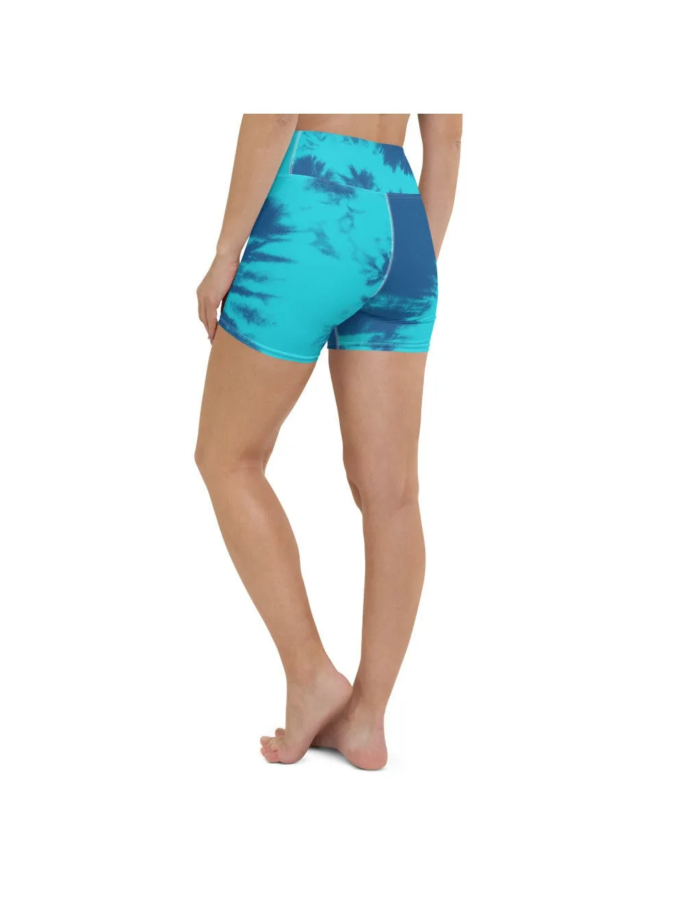 Blue & Aqua Tie Dye Yoga Shorts