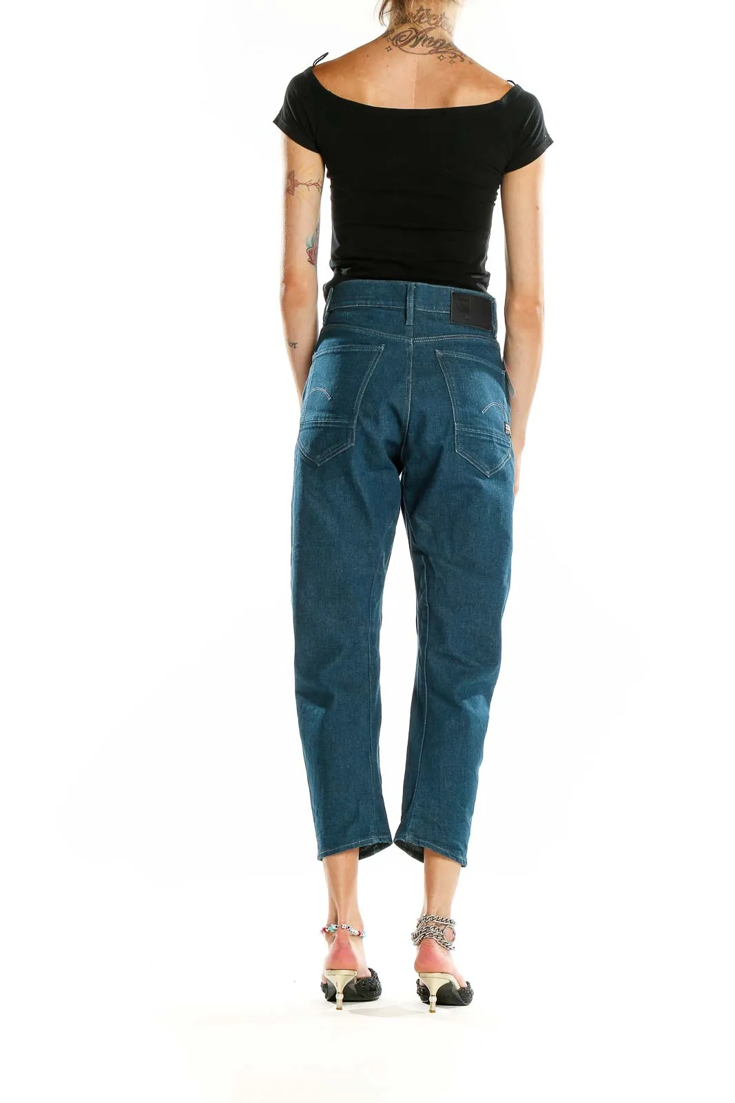Blue Cropped Denim Jeans