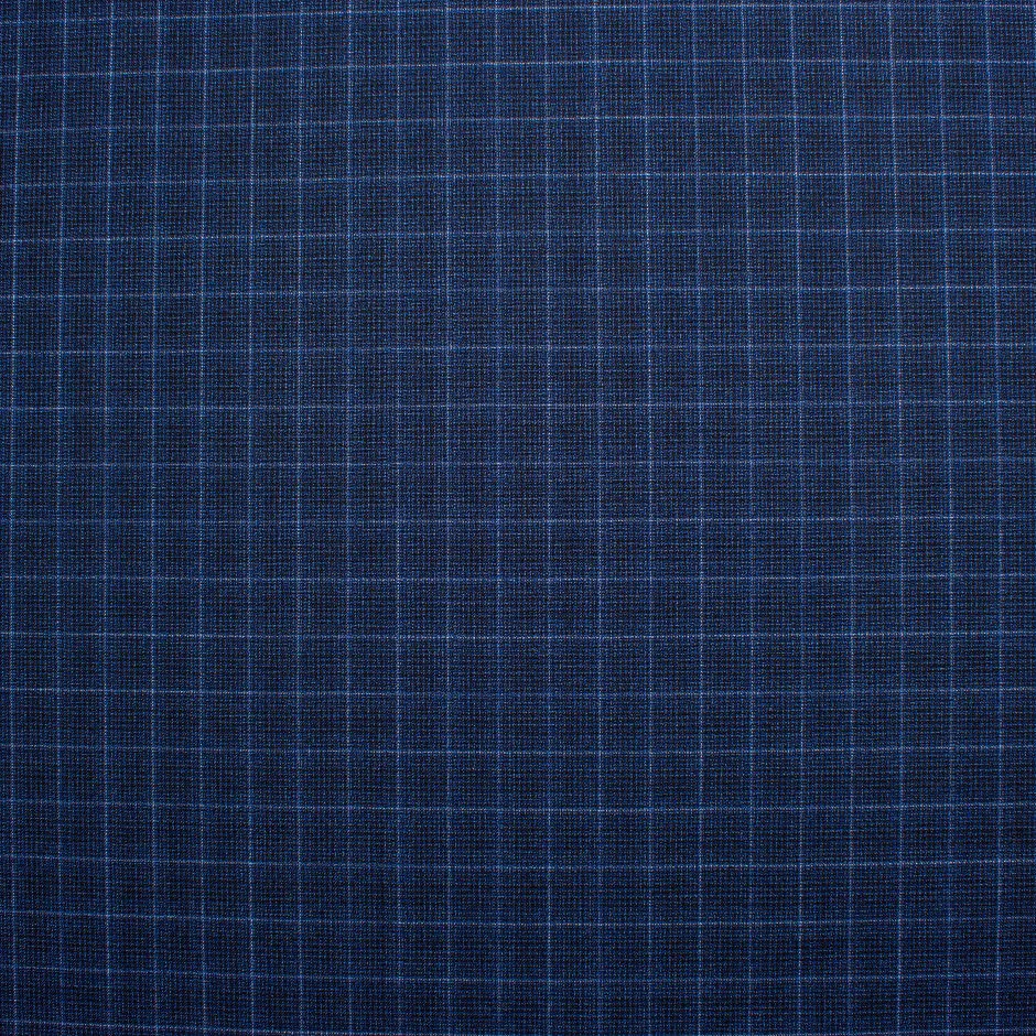 Blue Graph Checkered Pure Wool Suiting Fabric