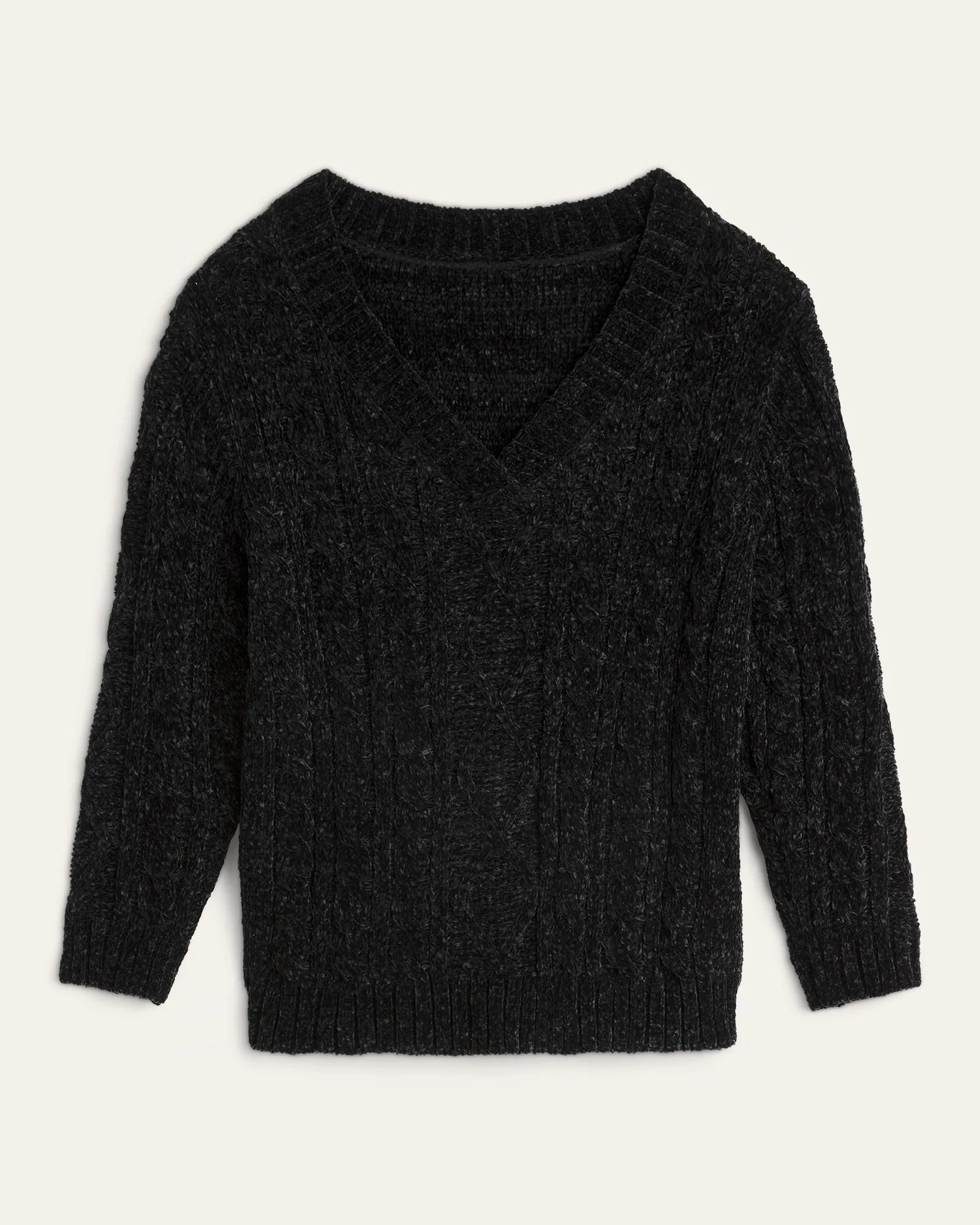 Chantelle Cable Knit V-Neck Sweater | Black