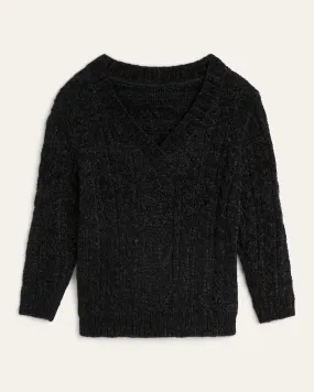 Chantelle Cable Knit V-Neck Sweater | Black
