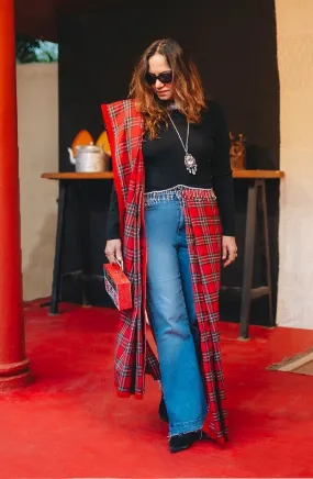 Checkered half stitched sari