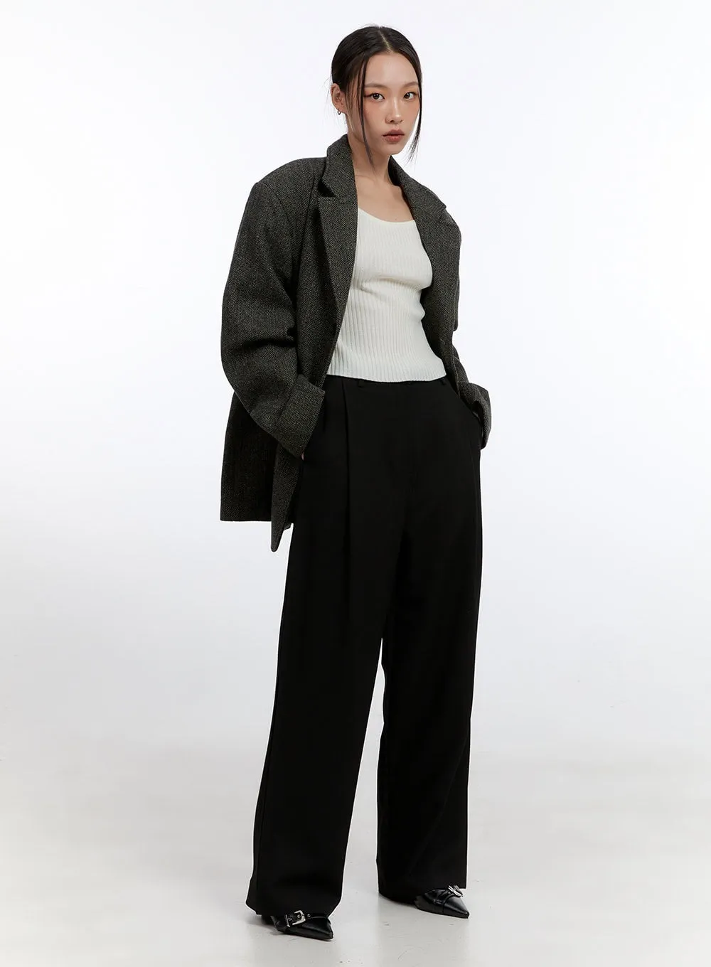 Checkered Midi Overfit Blazer CN401