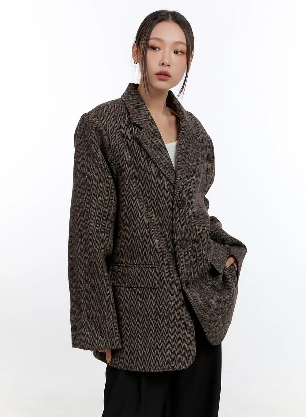 Checkered Midi Overfit Blazer CN401
