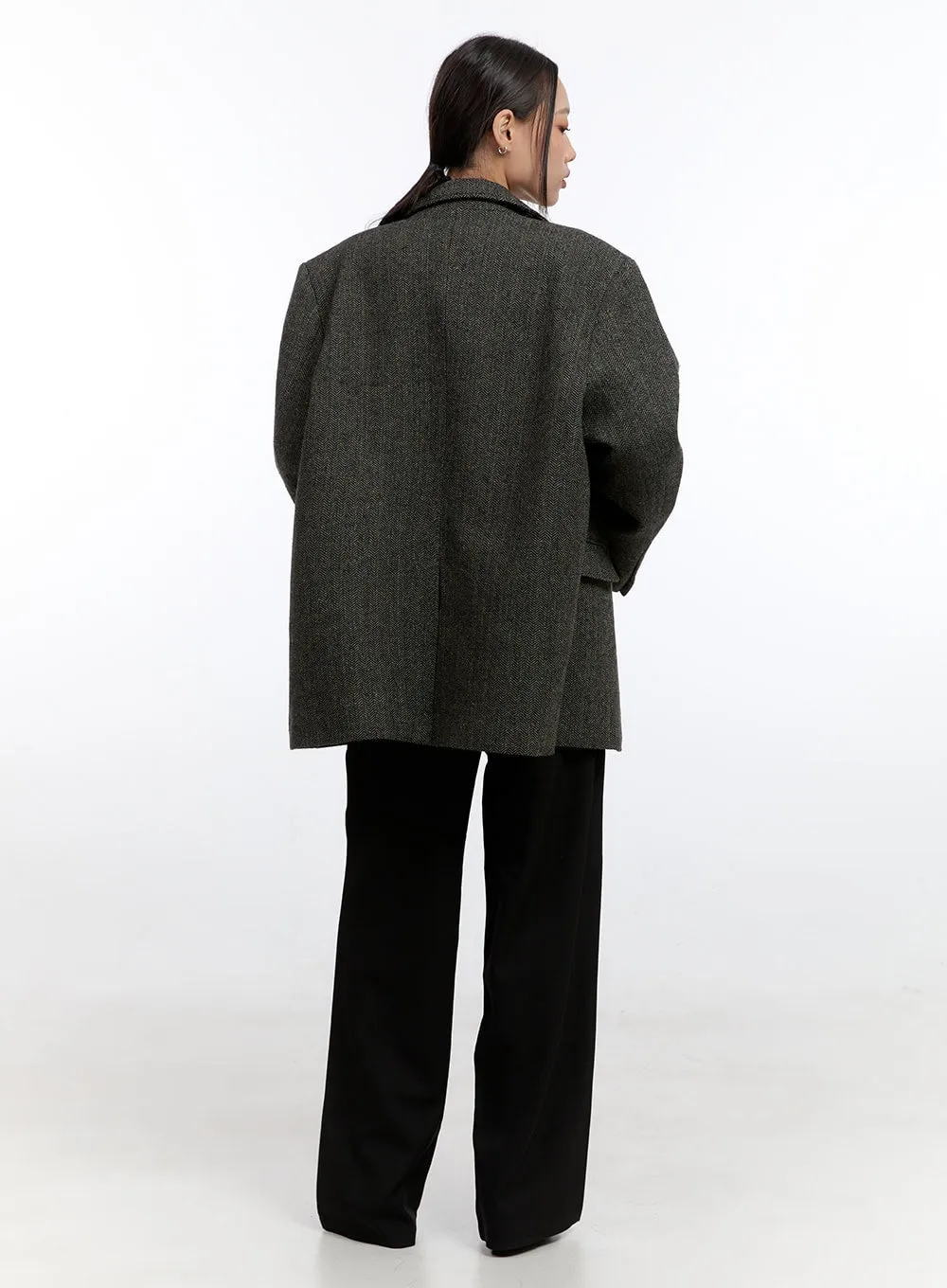 Checkered Midi Overfit Blazer CN401