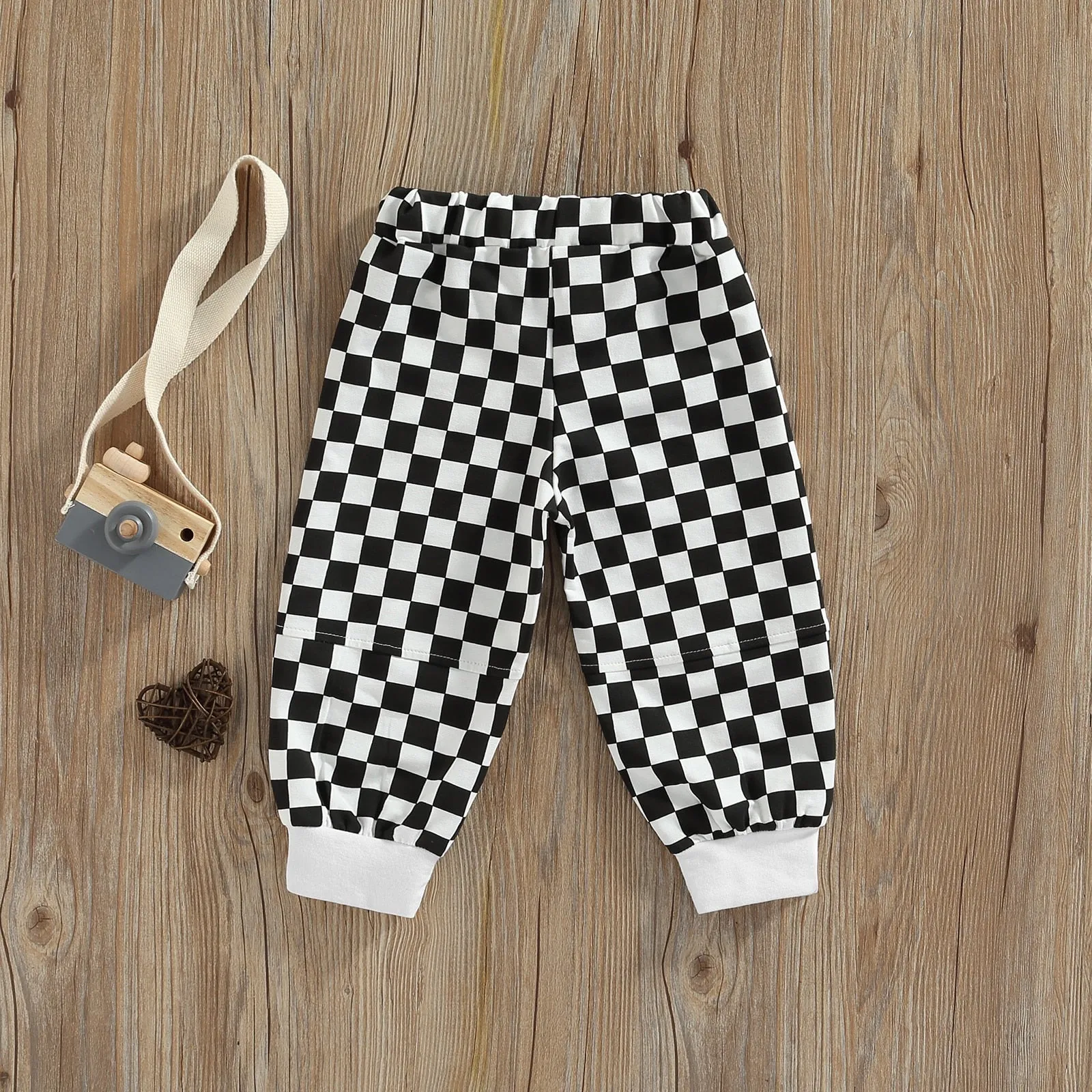 Cool Plaid Checker Pattern Elastic Waist Trousers, 18m-5T