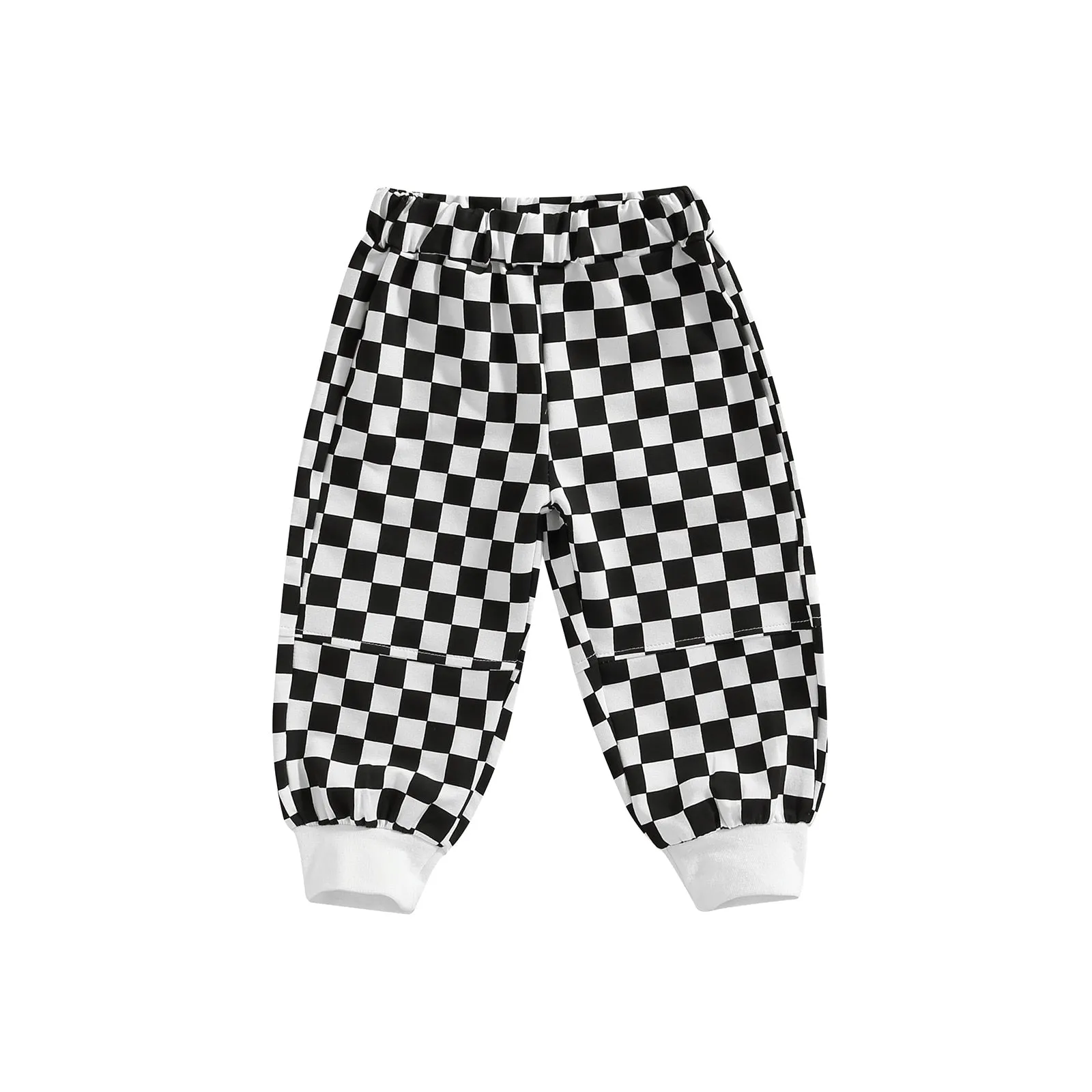 Cool Plaid Checker Pattern Elastic Waist Trousers, 18m-5T