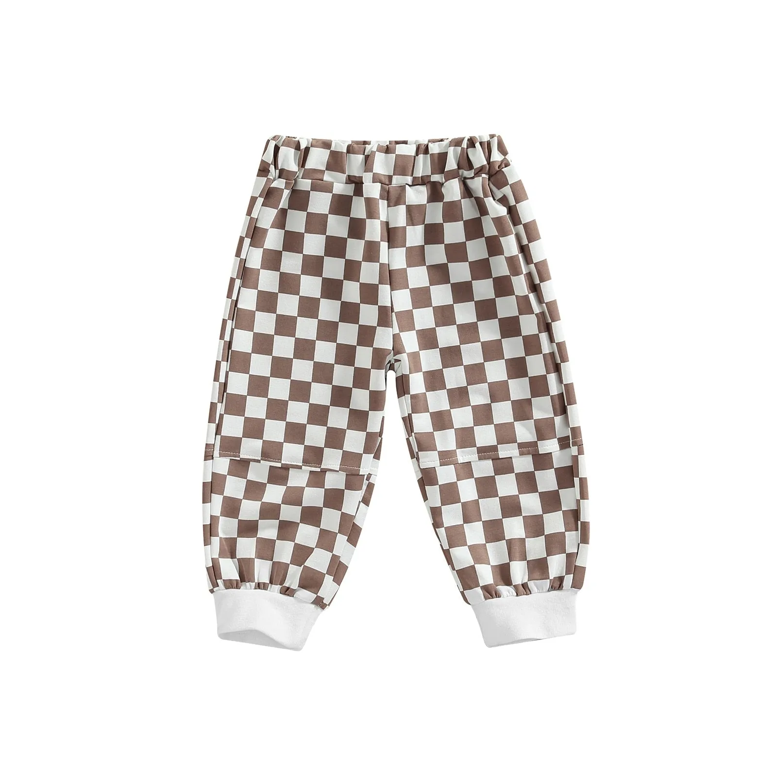 Cool Plaid Checker Pattern Elastic Waist Trousers, 18m-5T