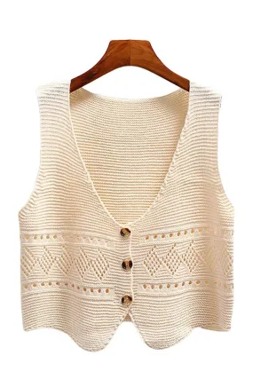 Cottagecore Crochet Button-Up Vest
