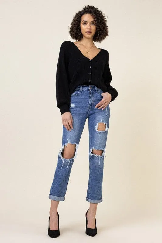 Distressed Boyfriend Jeans - Vibrant M.i.U