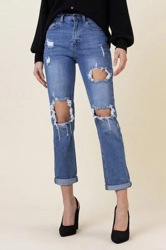 Distressed Boyfriend Jeans - Vibrant M.i.U