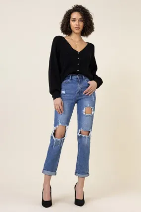 Distressed Boyfriend Jeans - Vibrant M.i.U