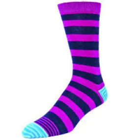Elvis Raspberry and Navy Striped Socks (Men's)