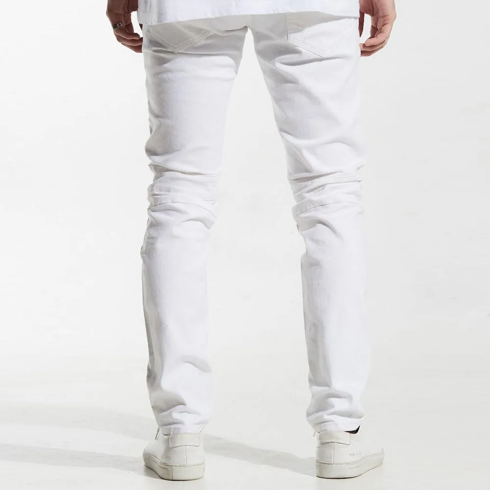 Embellish Smithers Biker Denim Jeans White