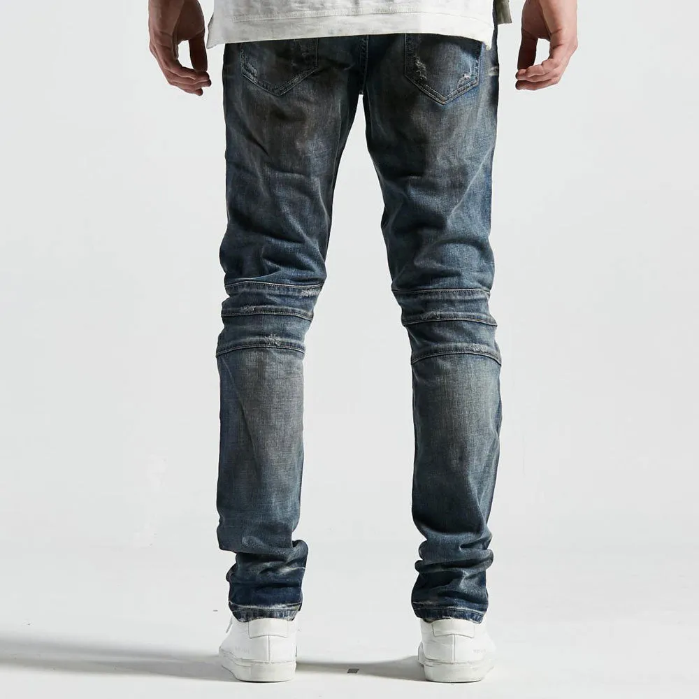 Embellish Turkish Biker Denim Indigo Distressed