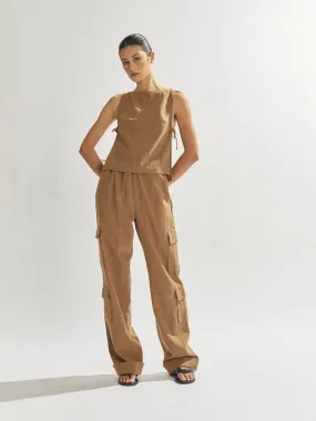 Evie Trousers Tan Cropped