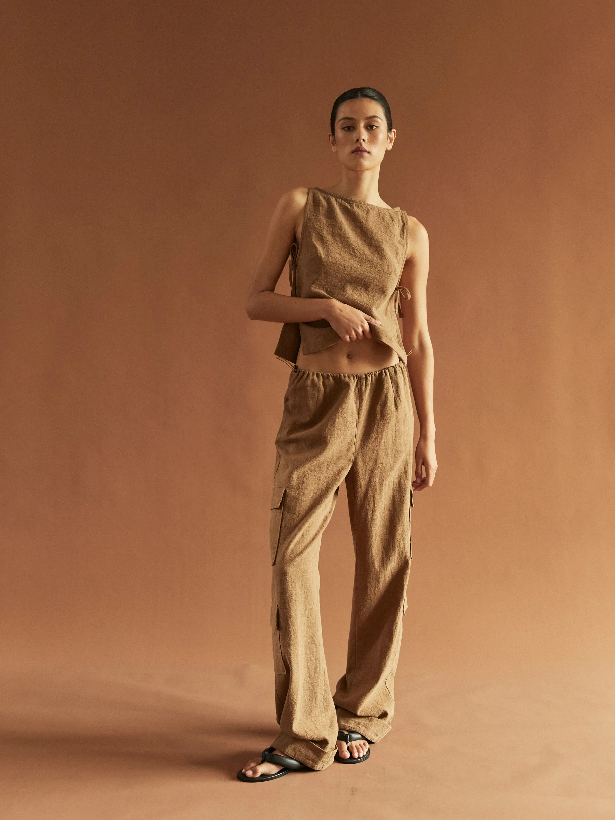 Evie Trousers Tan Cropped