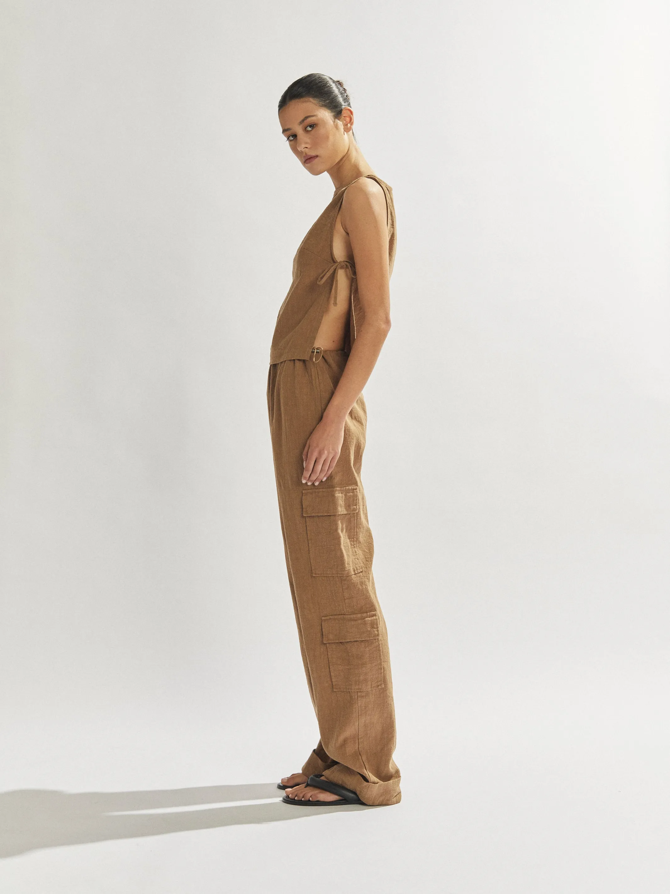 Evie Trousers Tan Cropped