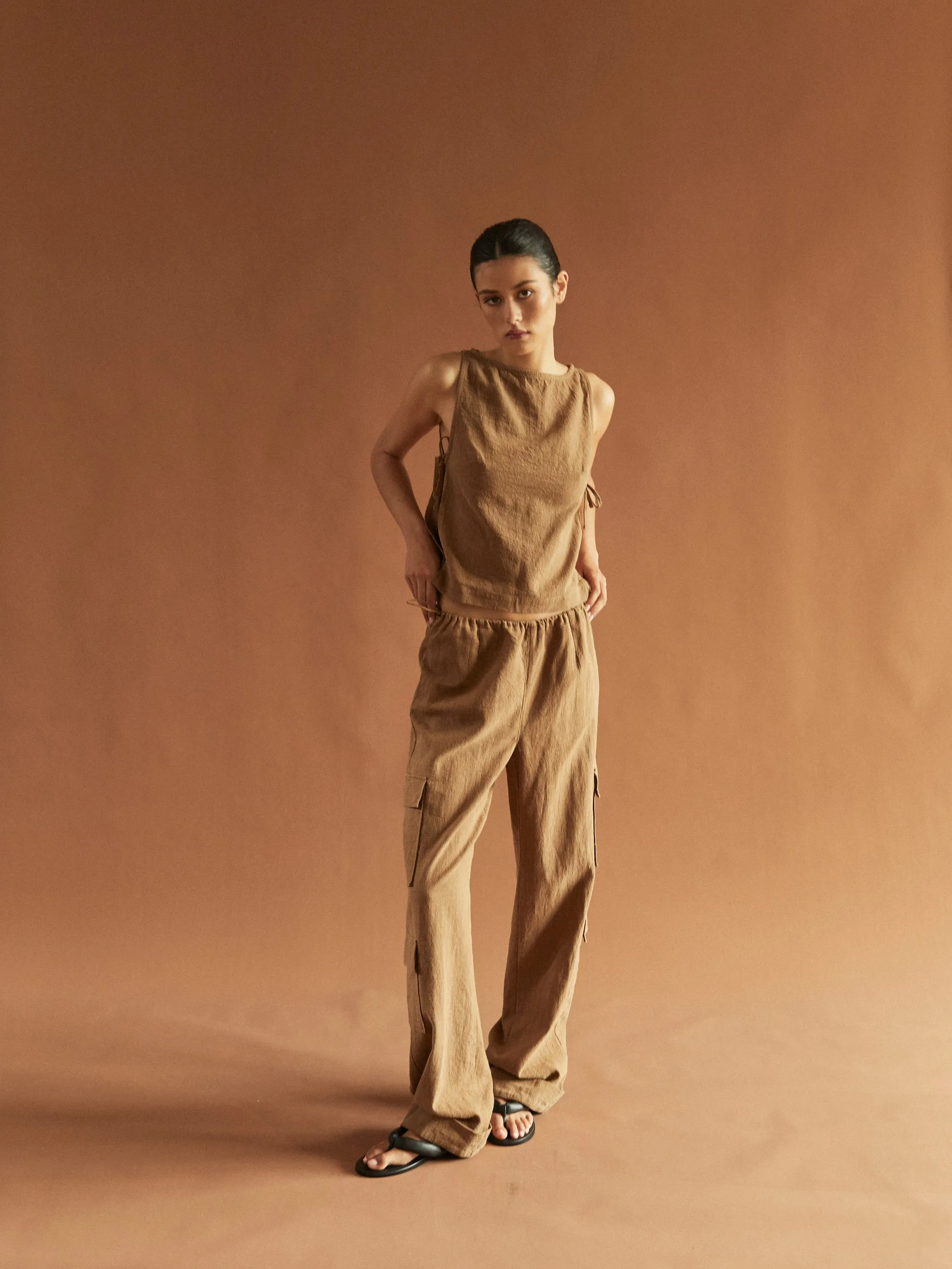 Evie Trousers Tan Cropped