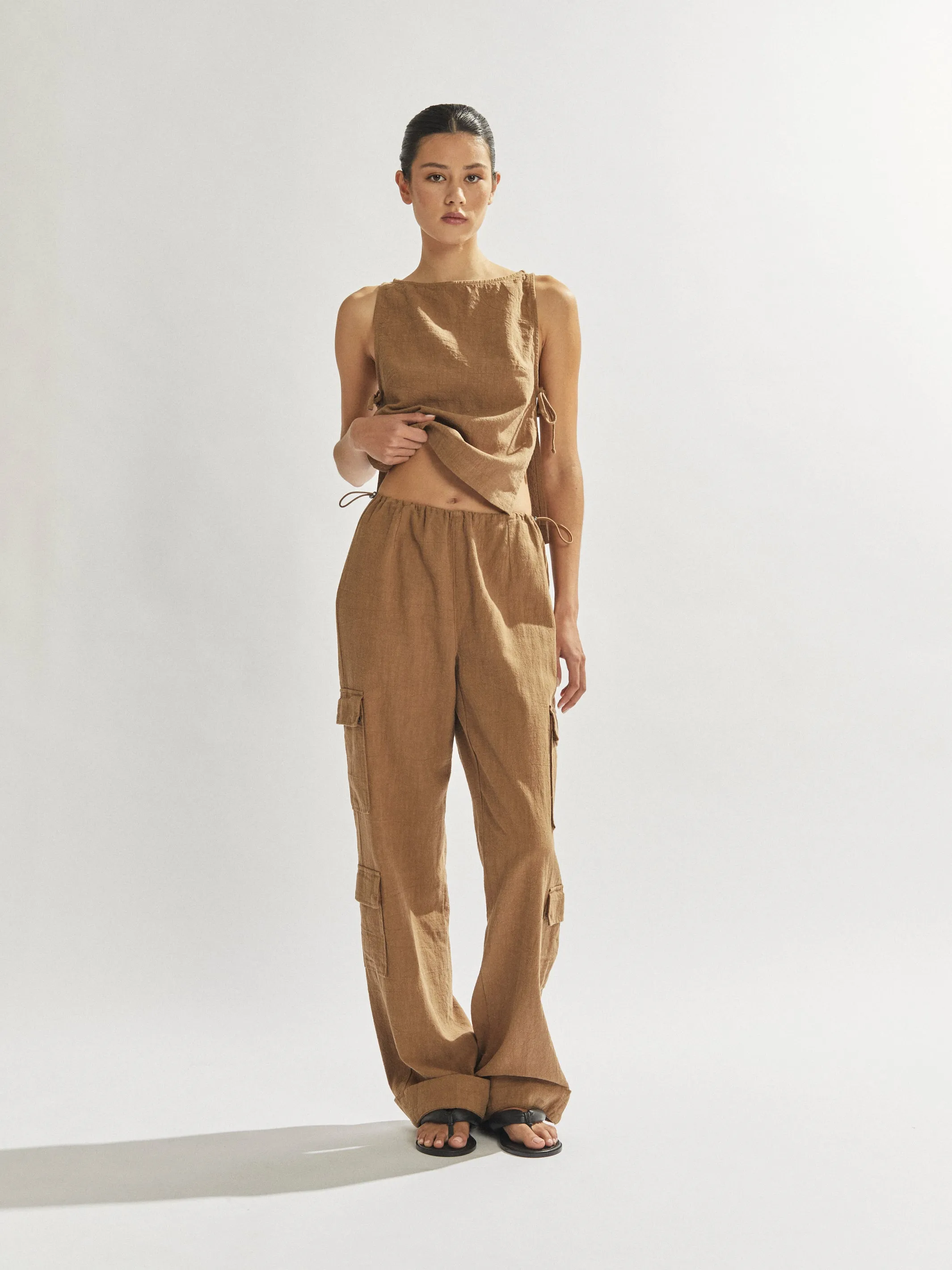 Evie Trousers Tan Cropped