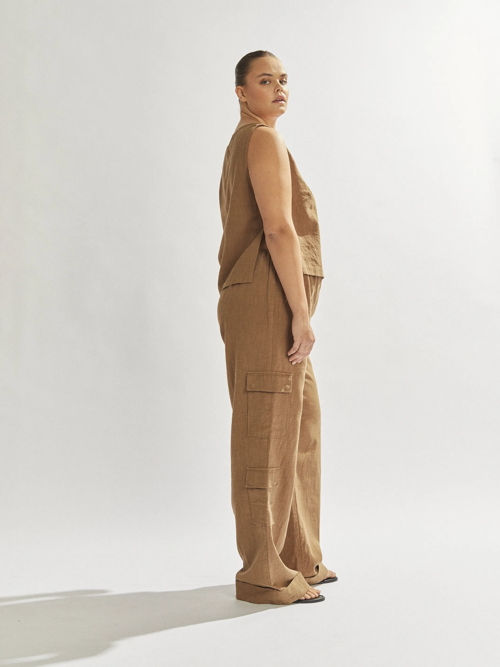 Evie Trousers Tan Cropped