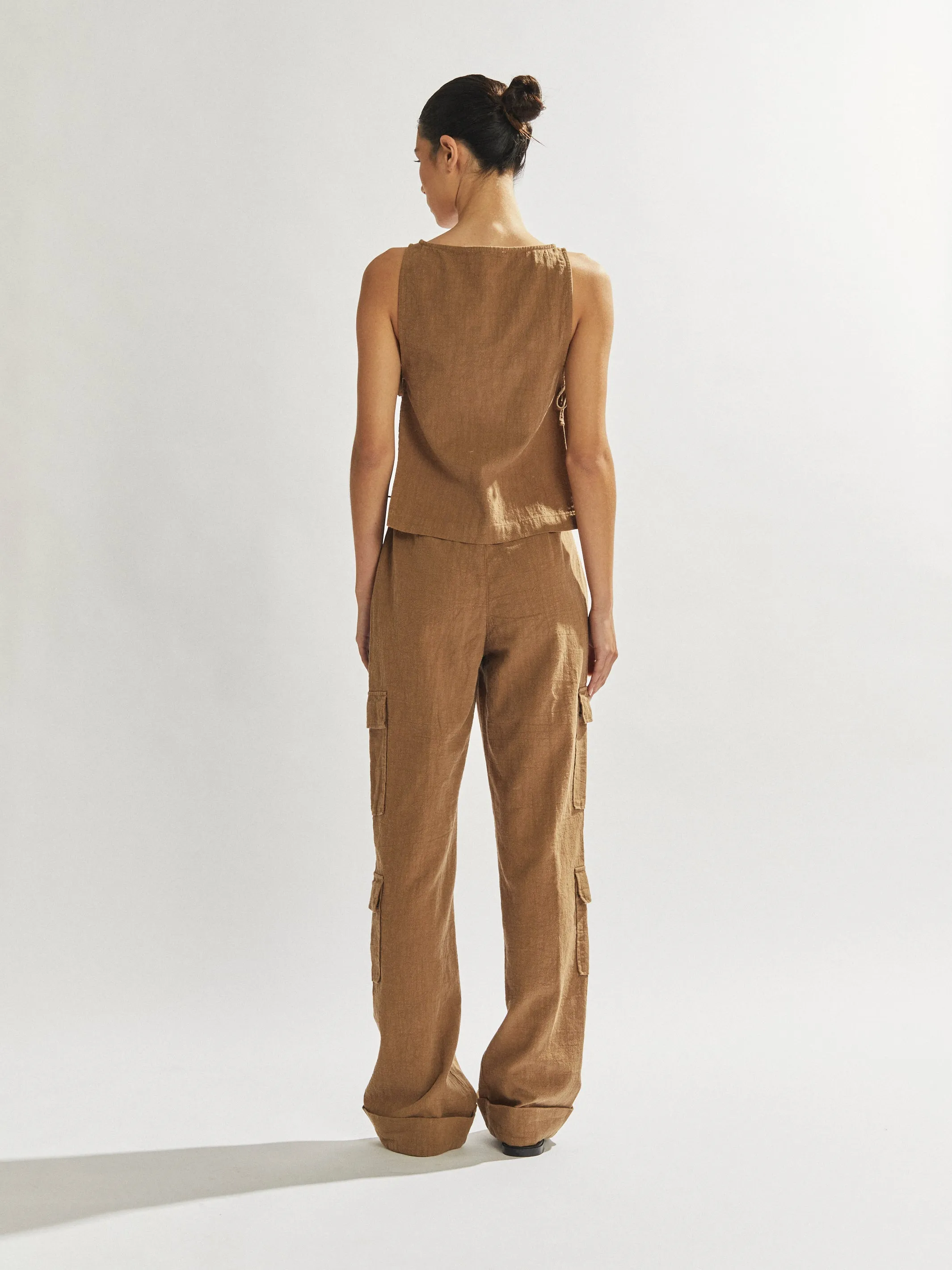 Evie Trousers Tan Cropped