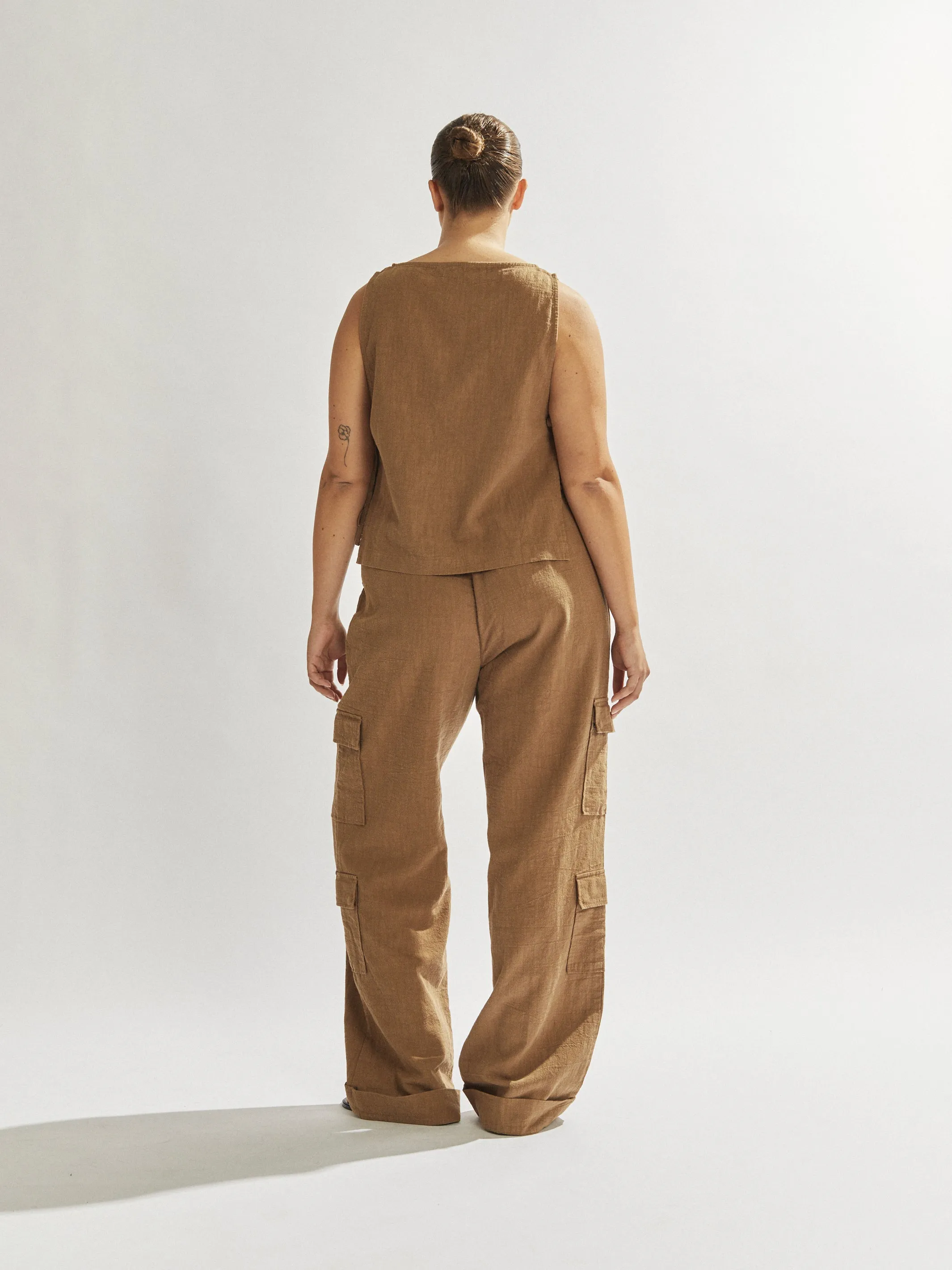 Evie Trousers Tan Cropped