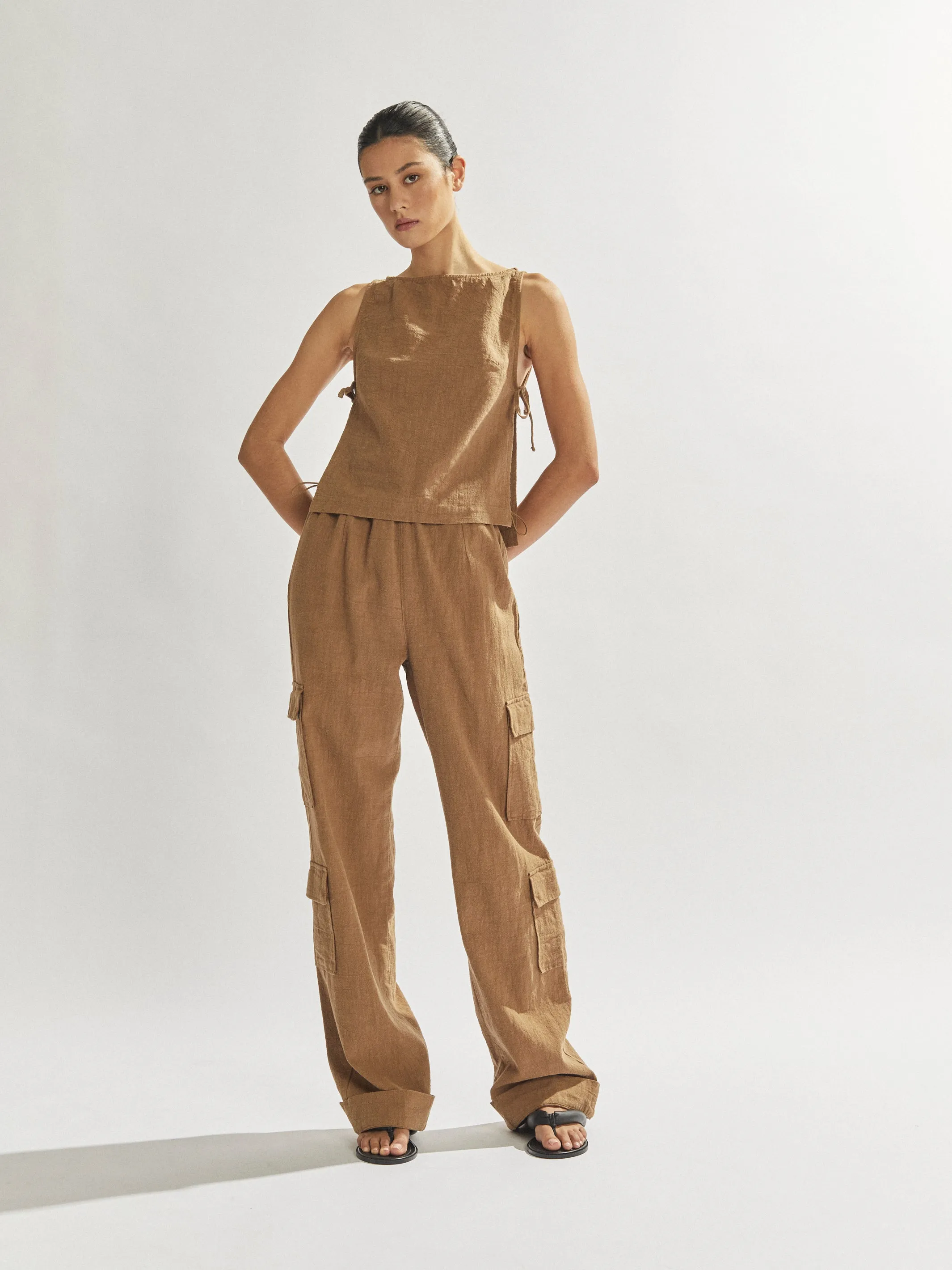 Evie Trousers Tan Cropped