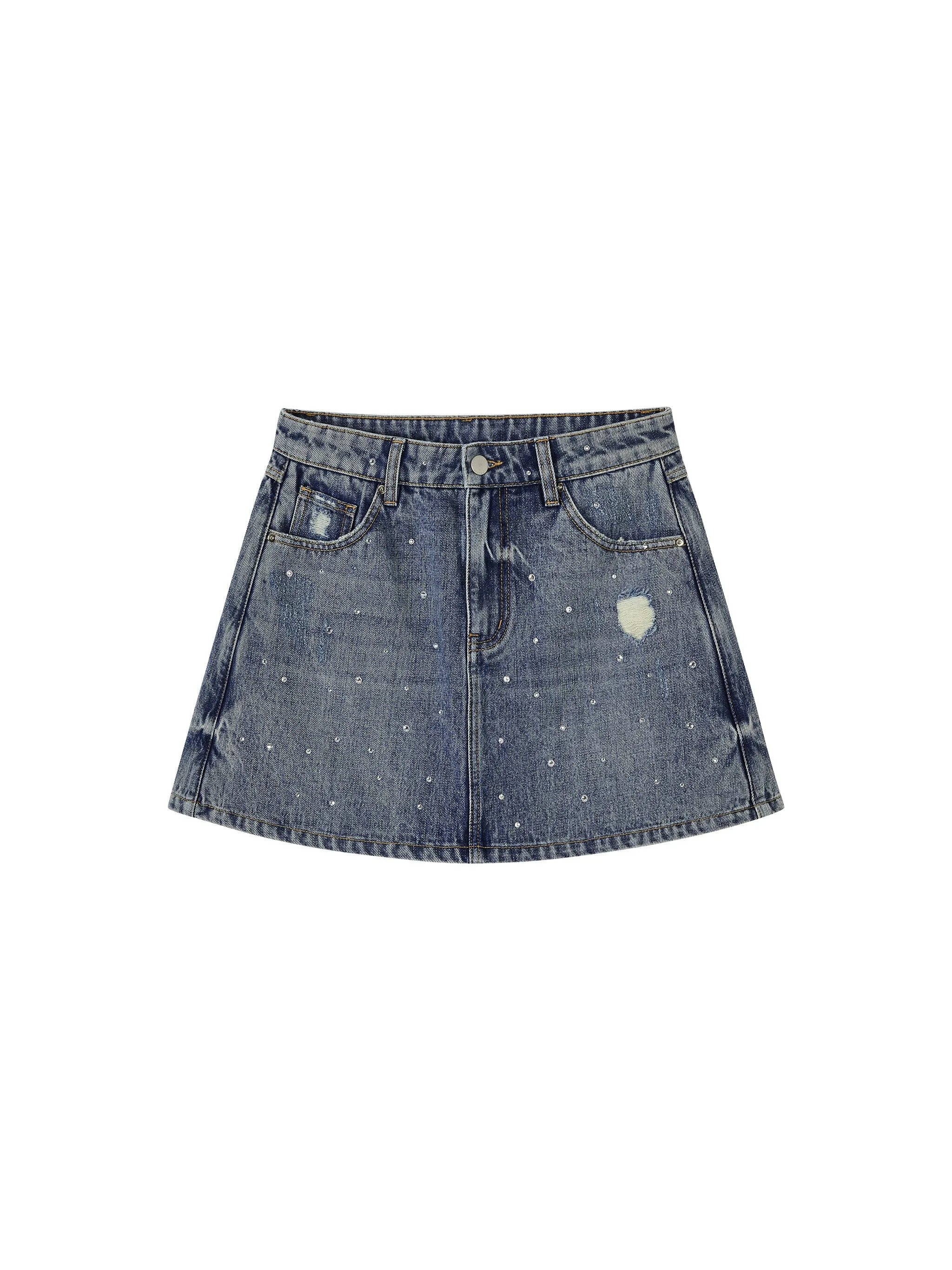 Glitter Denim Skirt Pants