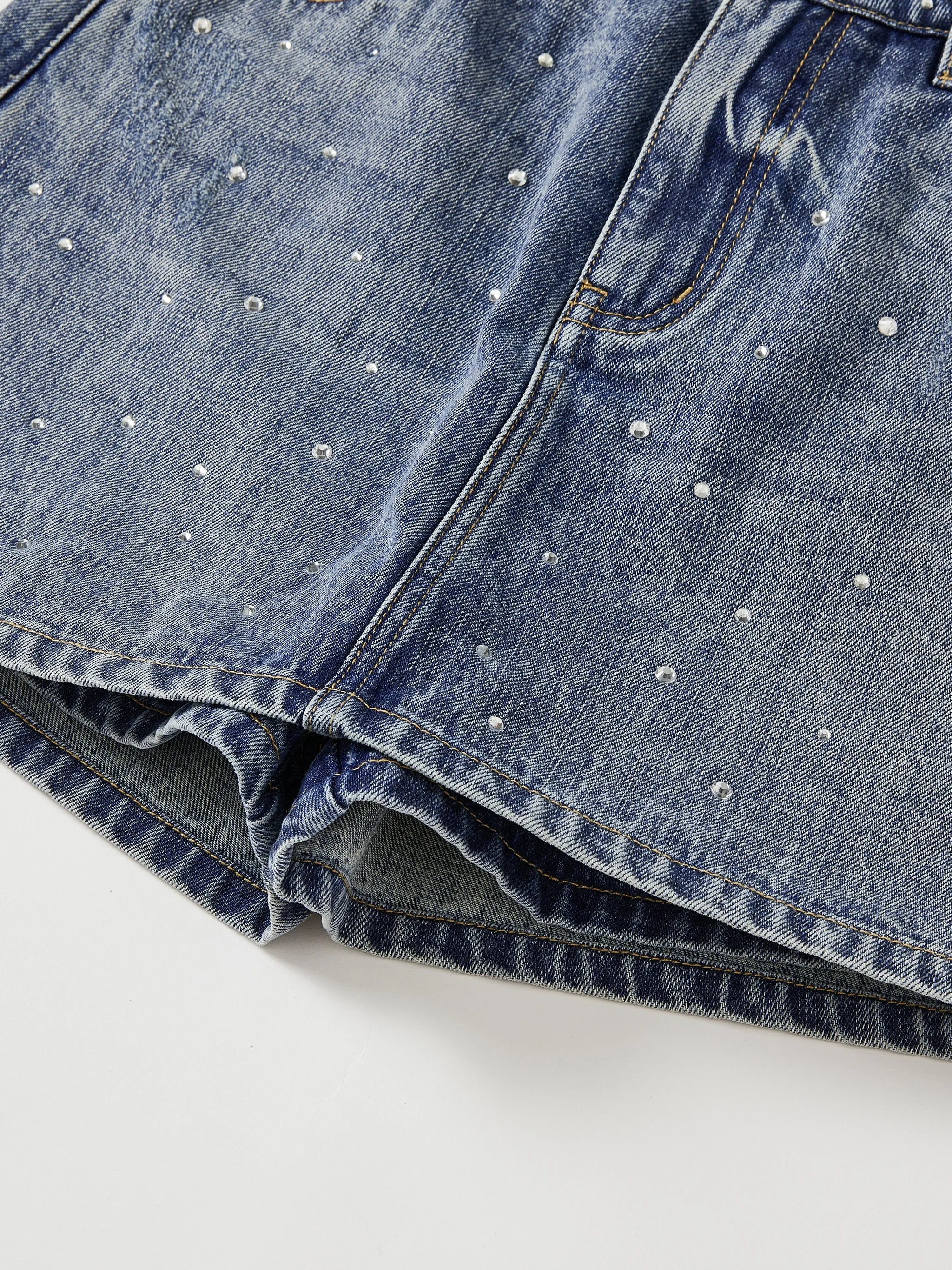 Glitter Denim Skirt Pants