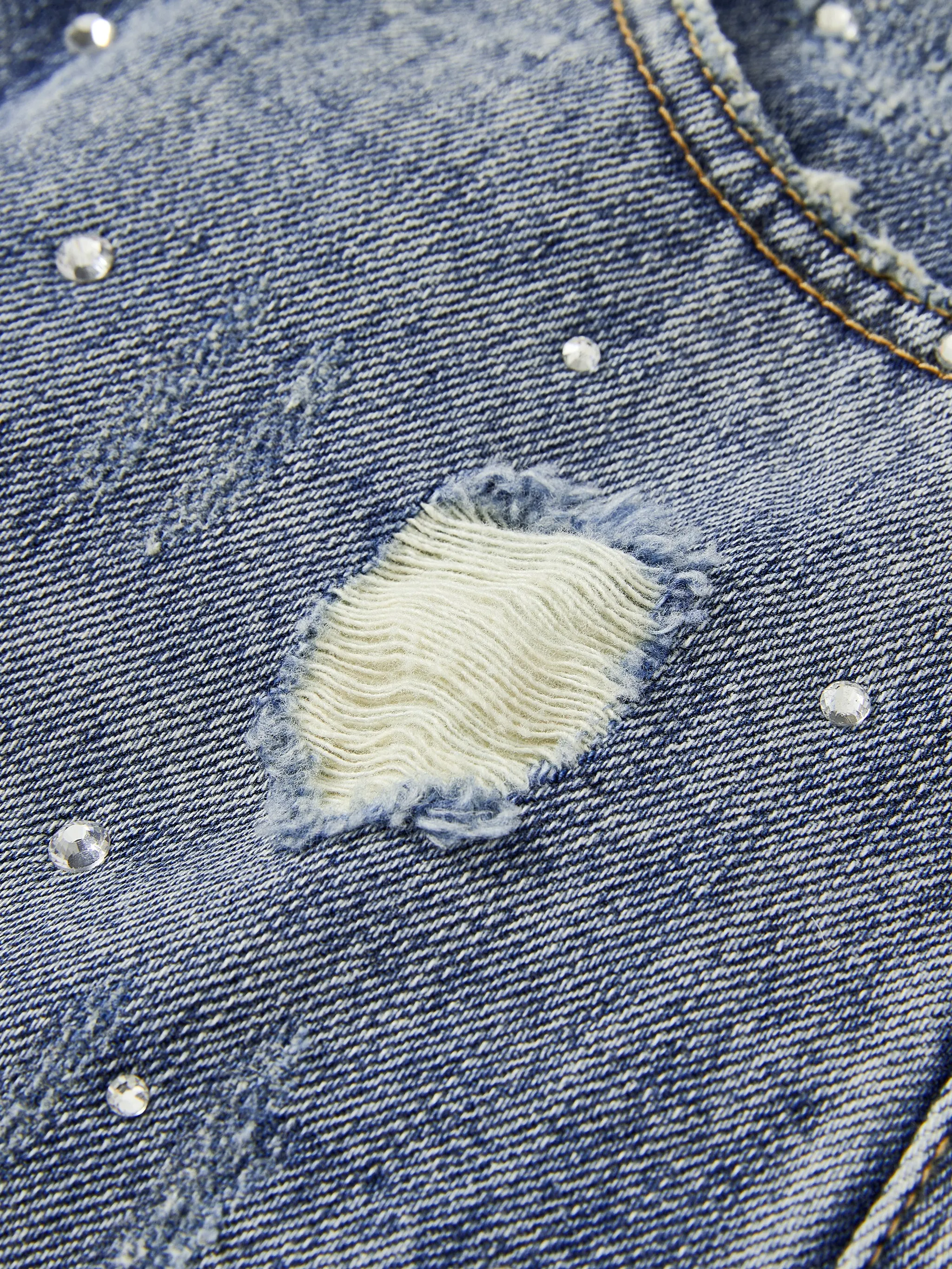 Glitter Denim Skirt Pants