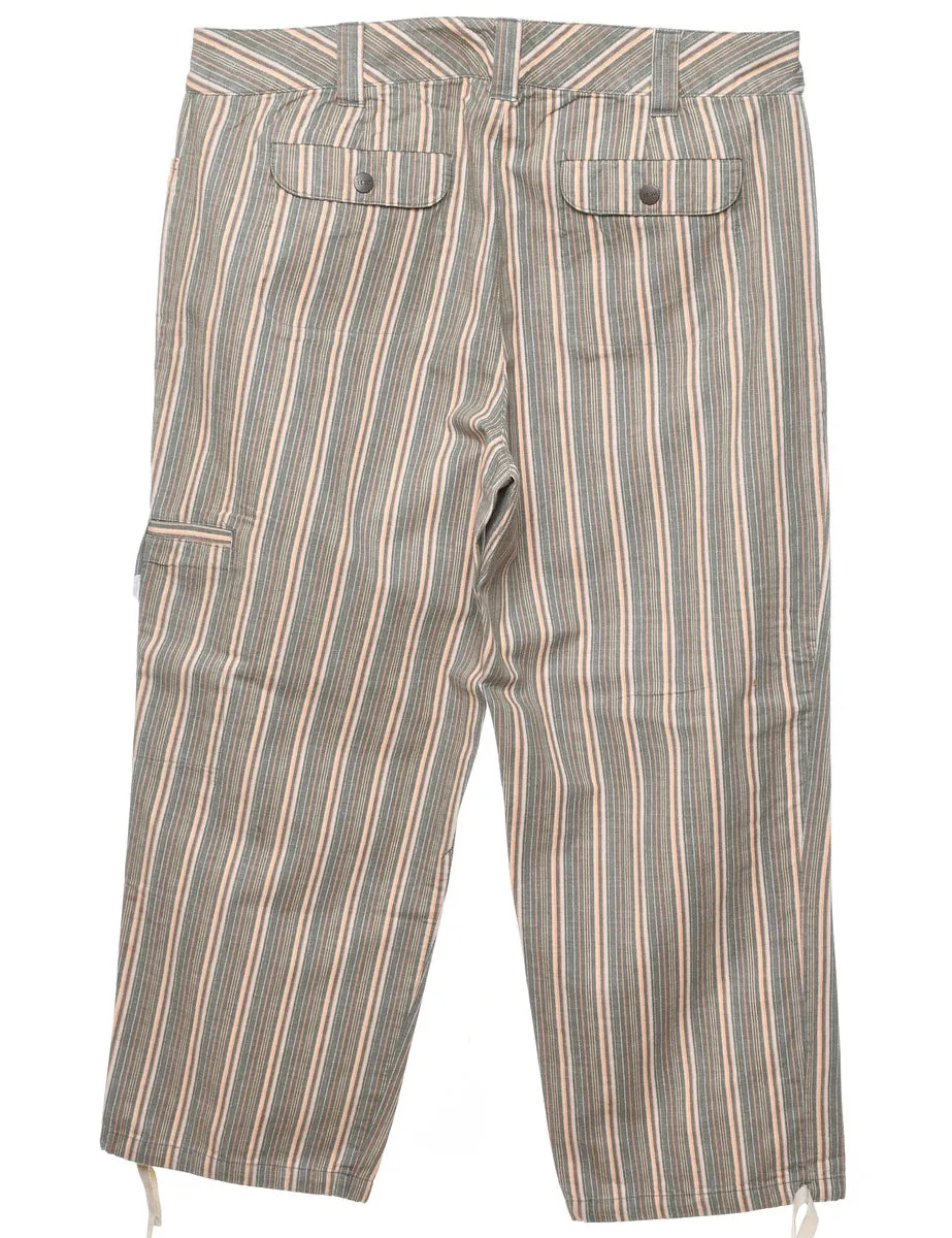 Grey & Peach Cropped Y2K Cargo Trousers - W36 L25