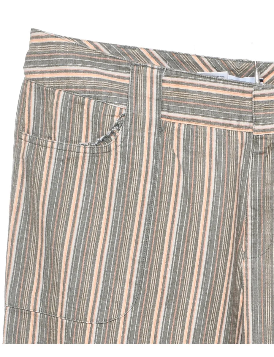 Grey & Peach Cropped Y2K Cargo Trousers - W36 L25