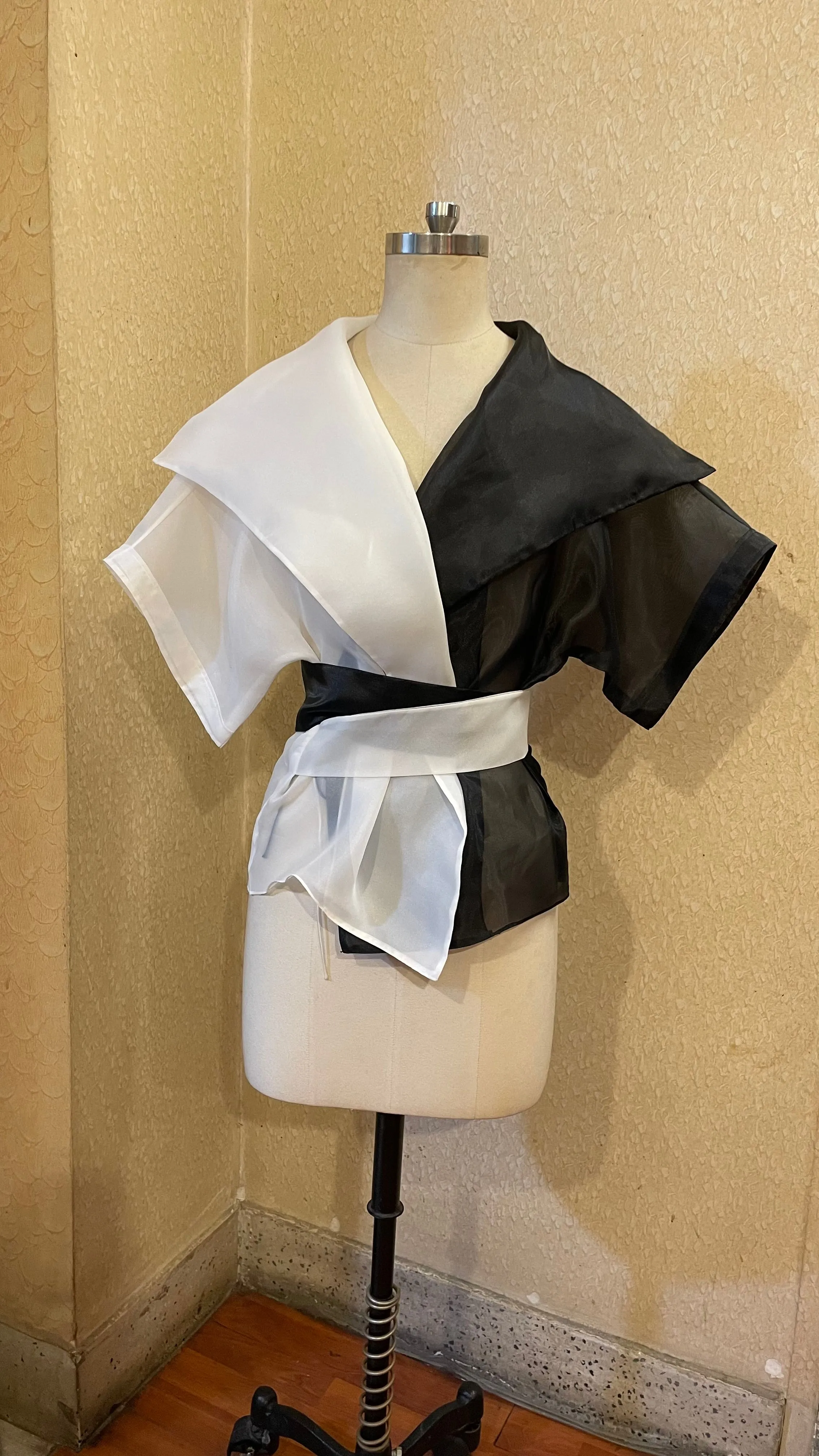 Half & half overlap wrap top