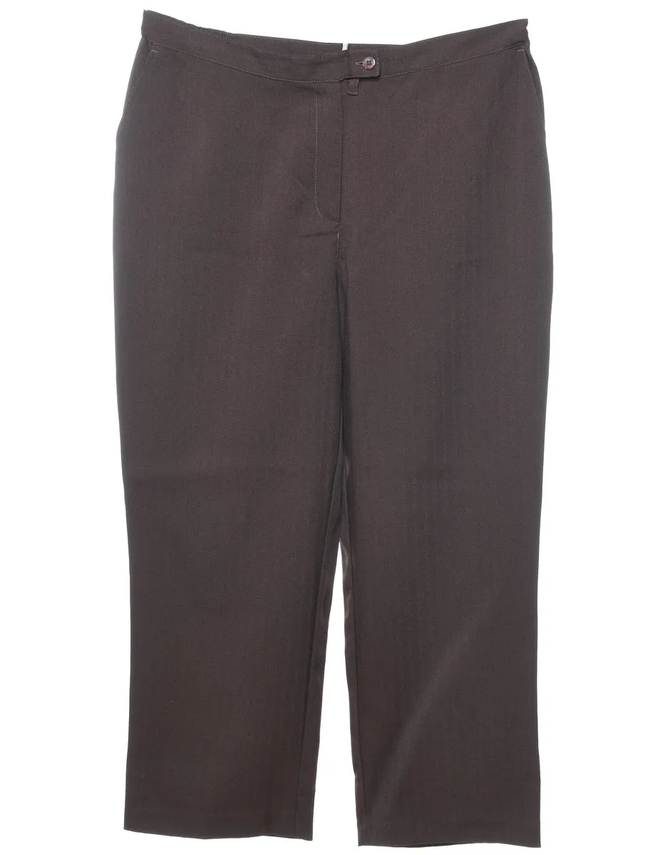 High Waist Dark Brown Cropped Trousers - W37 L28