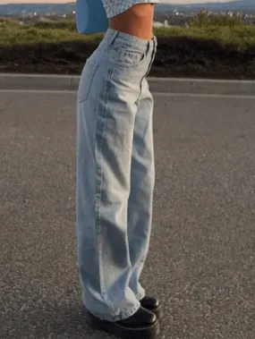 Jean boyfriend droit délavé bleu clair